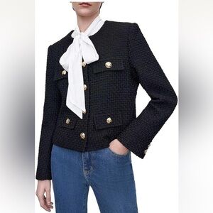 URBAN REVIVO Womens Cropped Tweed Blazer Jackets 2025 Fall Winter Casual